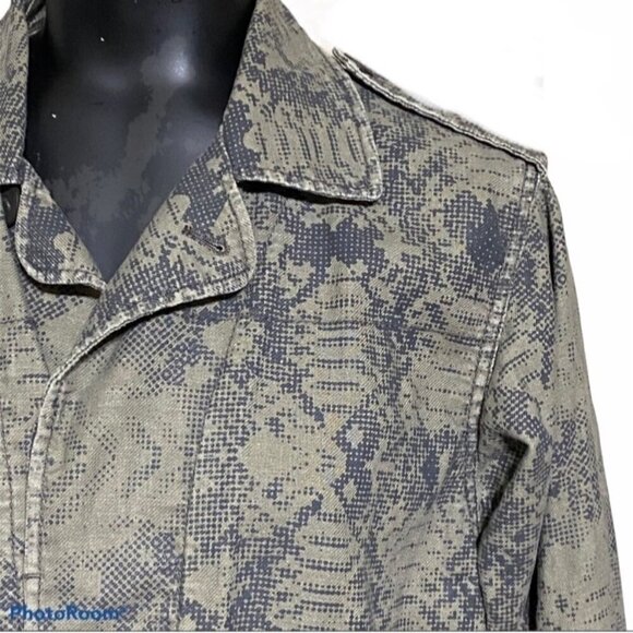 Rebecca Taylor Digital Print Snakeskin Olive Military Jacket Size XS - Picture 3 of 9